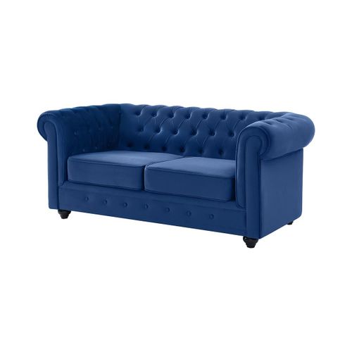 Canapé 2 Places Chesterfield - Velours Bleu Roi