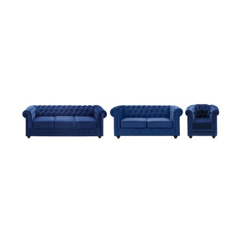 Canapé 3+2+1 Places Chesterfield - Velours Bleu Roi