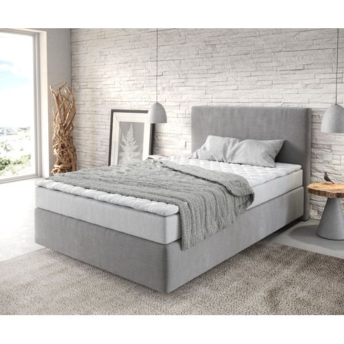 Lit Dream-Well Microfibre Gris 120x200 Cm Avec Matelas Et Topper