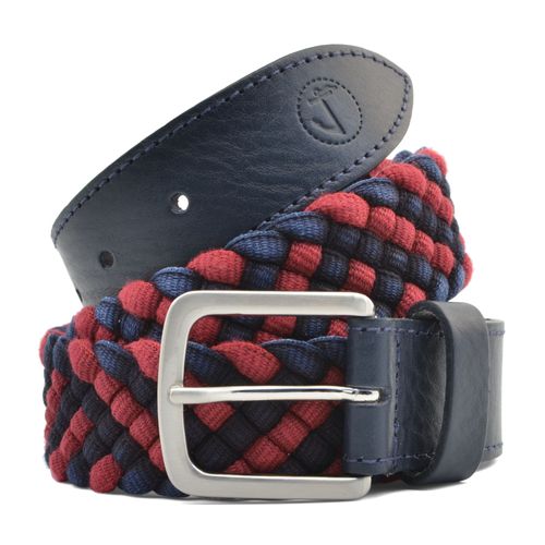 Ceinture En Cuir Et Tissu Tressé Red Sea Seajure Pour Homme Bleu Marine Et Rouge