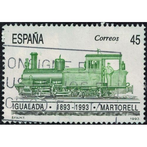 Espagne 1993 Oblitéré Used Locomotive Igualada Martorell Railway Chemin De Fer Y&t Es 2857 Su