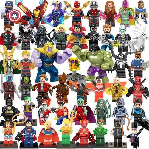 48 Pièces Dc Super-Héros Série Ensemble Avengers Figurines Collection Fer Homme Loki Thor Thanos Blocs De Construction Briques Poupée Jouet Pour Enfant