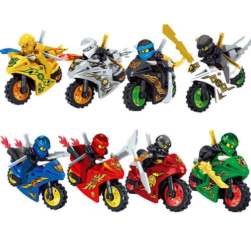 8 Pièces Ensemble Ninja Guerrier Moto Blocs De Construction Briques Mini Figure Modèle Enfants Jouets