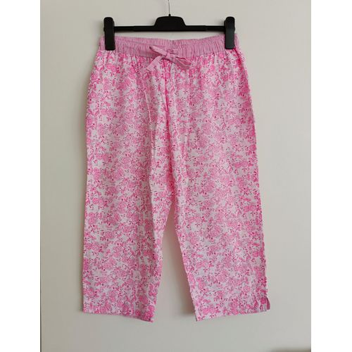 Pantacourt De Pyjama A Fleurs Roses. Bas De Pyjama. Etam. Coton. Taille 38