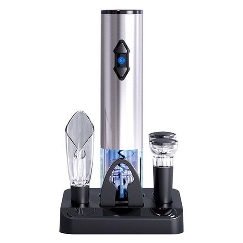 Coffret Cadeau Ouvreur Kit De Barre Avec Électrique À Piles Décapsuleur, Verseur À Vin Bouchons De Vin, Coupe-Papier Et Support