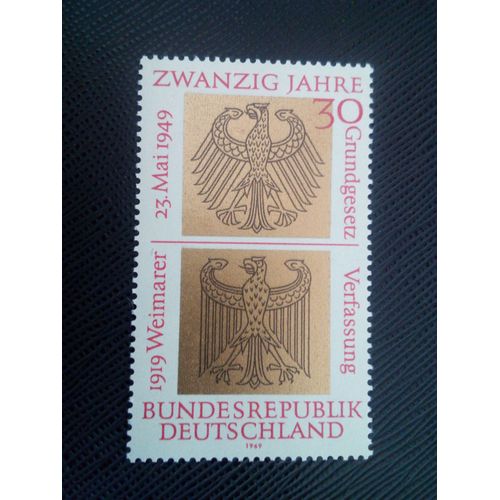 Timbre Allemagne / Rfa Yt 448 Aigles Héraldiques Des Républiques Fédérale Et De Weimar 1969 (130206)