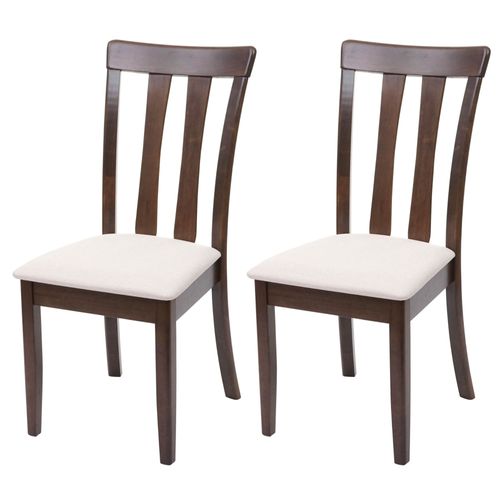 2x Chaise De Salle À Manger Hwc-G46, Tissu, En Bois Massif   Châssis Foncé, Beige