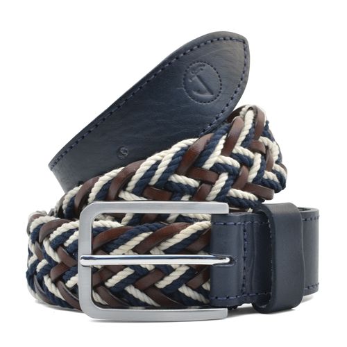 Corde Nautique Tressée Bering Seajure Pour Homme Et Ceinture En Cuir Bleu Marine, Marron Et Crème