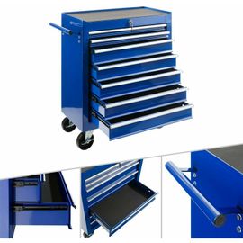 AREBOS Servante d'Atelier Chariot Boîte à Outils 7 Tiroirs Bleu