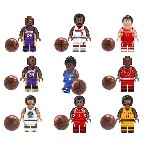 9 Pièces Ensemble Basket Star Wade Stephencurry Blocs De Construction Briques Mini Figurine À Collectionner Cadeau D'anniversaire Jouet Garçon