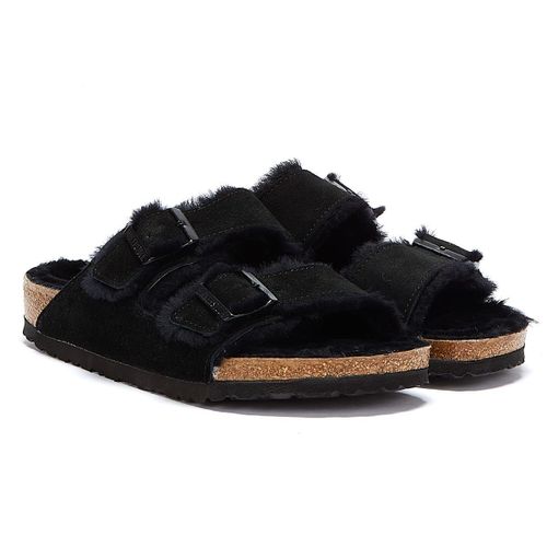 Brikenstock Arizona Shearling Sandales Noires