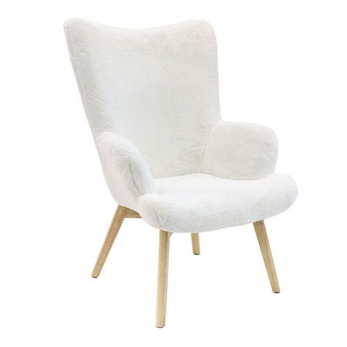 Fauteuil 65x74x100 Cm En Tissu Imitation Fourrure Blanche - Joffry