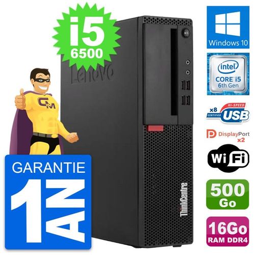 PC Lenovo ThinkCentre M910s SFF i5-6500 RAM 16Go Disque 500Go Windows 10 Wifi