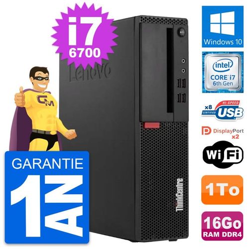 PC Lenovo ThinkCentre M910s SFF Core i7-6700 RAM 16Go Disque 1To Windows 10 Wifi