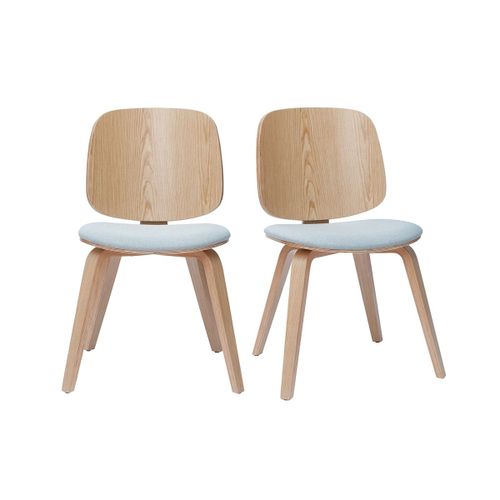 Chaises Bois Clair Et Tissu Gris Clair (Lot De 2) Beck