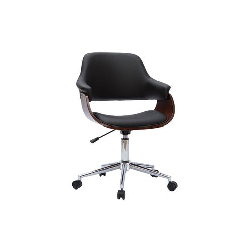 Chaise De Bureau Design Noir Et Bois Foncé Hansen