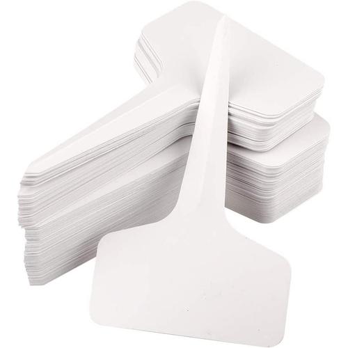 100 Pieces Blanc Marqueurs En Plastique De Plantes Type T, Balises Durables De Marqueurs De Jardin Imperméables Étiquettes De Semis