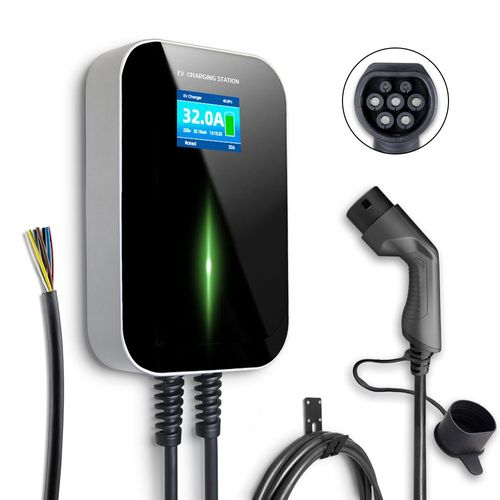 Morec 7kw Ev Chargeur Monophasé Type 2 32a Station De Charge Eu Standard Wallbox Iec 62196-2 Avec Câble D'alimentation Pour Boîte De Distribution Boîte Rapide 6,1 M