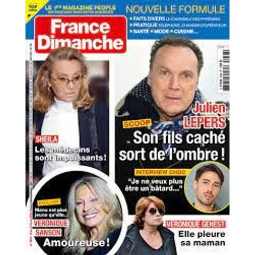 France Dimanche N°3926 : Julien Lepers Et Son Fils Cache - Sheila -Veronique Sanson-Veronique Genest