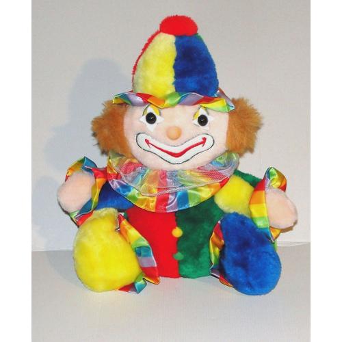 Peluche Clown Range Pyjama Cuddle Wit - Doudou Clown Multicolore Assis 37 Cm