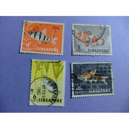 51 Singapour Singapour 1962 / Faune Marine / Yvert 54+55+56+57 Fu