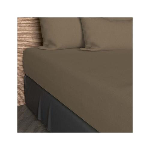 Drap Housse 140x200 Cm En Coton 57 Fils Soleil D'ocre Taupe