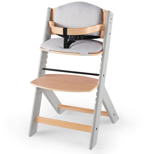 Chaise Haute Évolutive Kinderkraft Enock - Bois Naturel Avec Coussins Gris