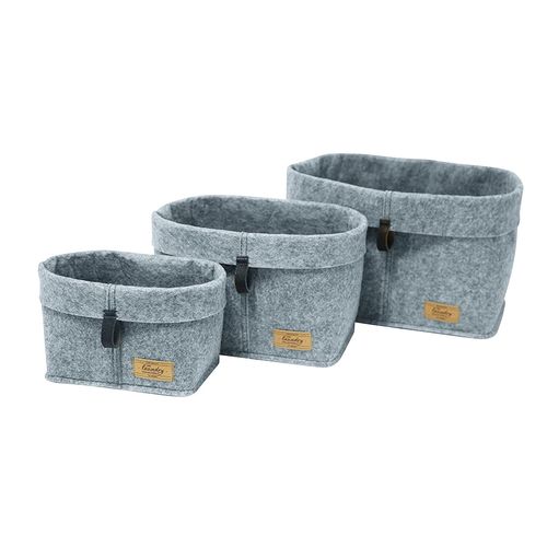 Lot De 3 Corbeilles Feutre Feli - Gris