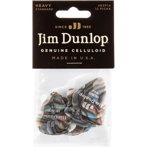 Dunlop 483p14hv - Sachet De 12 Médiators Celluloid Abalone Heavy