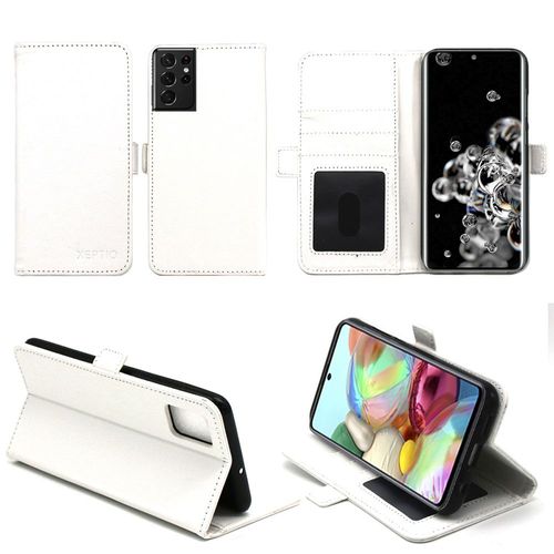 Samsung Galaxy S22 Ultra 5g Etui Protection Portefeuille Blanc À Rabat Avec Porte Cartes - Housse Samsung Galaxy S22 Ultra 5g Folio Blanche Coque Silicone Antichoc Smartphone 2022 - Accessoires Pochette Case