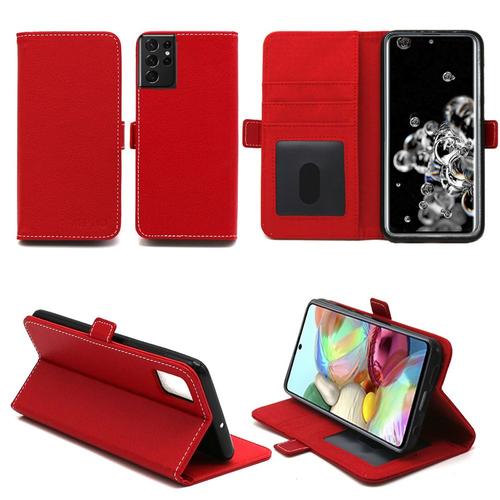 Samsung Galaxy S22 Ultra 5g Etui Protection Portefeuille Rouge À Rabat Avec Porte Cartes - Housse Samsung Galaxy S22 Ultra 5g Folio Coque Silicone Antichoc Smartphone 2022 - Accessoires Pochette Case