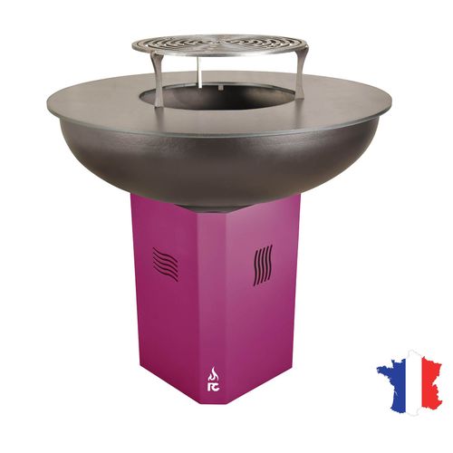 RC CONCEPT - Barbecue Plancha Brasero à bois 3 en 1 - RC L'Authentique Ø 106 cm avec grille et réhausse - Finition Fuchsia