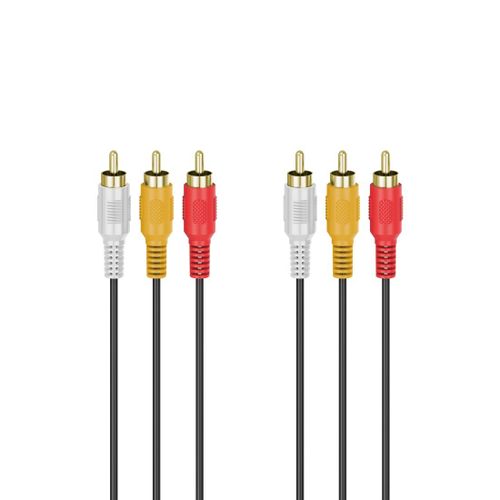 Câble audio/vidéo, 3 fich. RCA mâles - 3 fich. RCA mâles, doré, 3,0 m