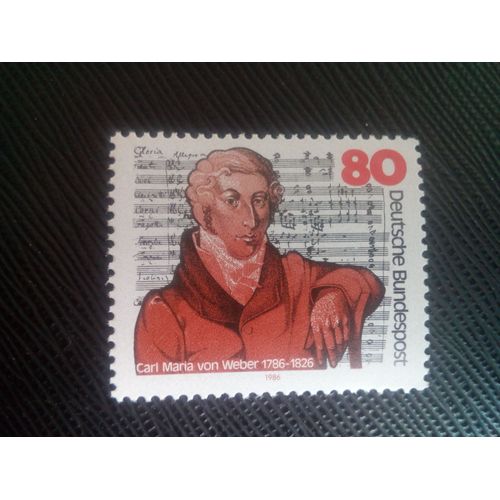 Timbre Allemagne / Rfa Yt 1116 Bicentenaire De La Naissance De Carl Maria Von Weber (Compositeur) 1986 ( 150206 )