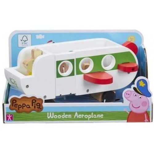 Coffret Peppa Pig : L'avion En Bois De Peppa Le Cochon 23 Cm + Figurine Lapin : Rebecca Rabbit - Nouveauté