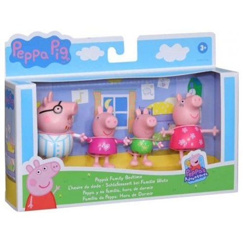 Coffret Famille De Peppa Pig : Peppa - Georges - Papa Pig - Maman Pig - 4 Figurines Heure Du Dodo Personnage Peppa Le Cochon