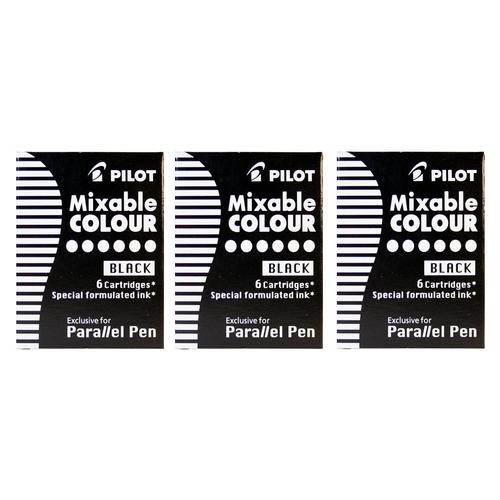 Pilot Lot De 3 Boites De 6 Cartouches D'encre Pour Stylo Parallel Pen Noir