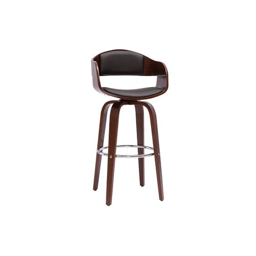 Tabouret De Bar Design Pivotant Noir Et Bois Foncé H67 Cm Gao