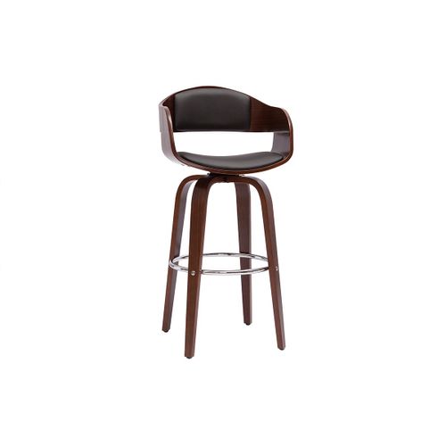 Tabouret De Bar Design Pivotant Noir Et Bois Foncé H67 Cm Gao