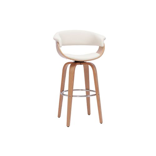 Tabouret De Bar Design Pivotant Blanc Et Bois Clair H67 Cm Oktav