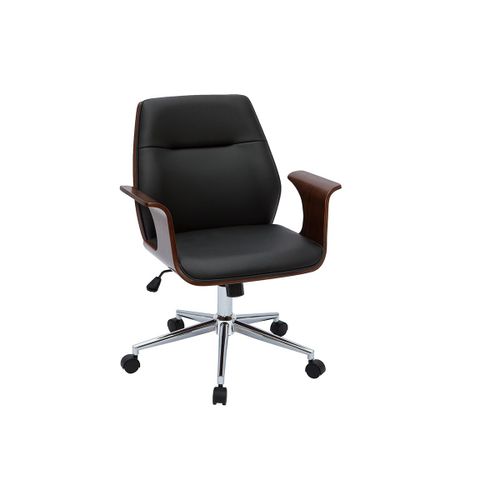 Chaise De Bureau Design Noir Et Bois Foncé Rufin