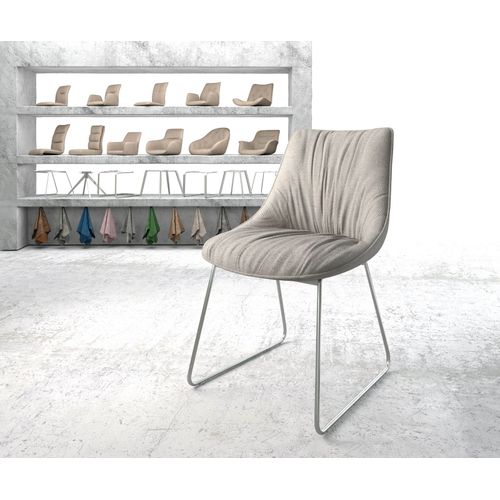 Chaise-Rembourr?E Elda-Flex Cadre Crois? Acier Inoxydable Rayures Gris Clair