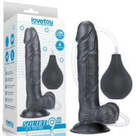 Gode Ventouse Noir Qui Ejacule - 22 Cm