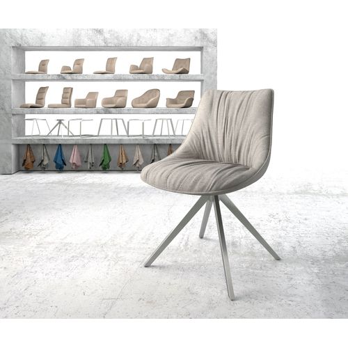 Chaise-Rembourr?E-Pivotante Elda-Flex Cadre Crois? Carr? Acier Inoxydable Rayures Gris Clair