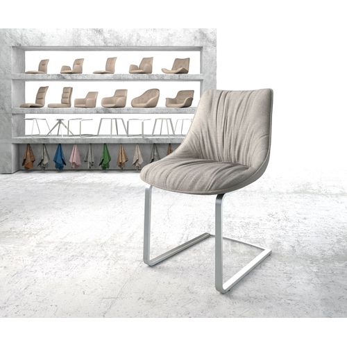 Chaise-Rembourr?E Elda-Flex Cantilever Plat Acier Inoxydable Rayures Gris Clair