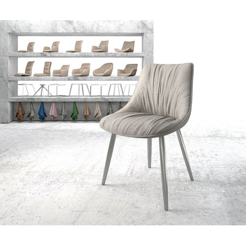 Chaise-Rembourr?E Elda-Flex 4-Pieds Conique Acier Inoxydable Rayures Gris Clair