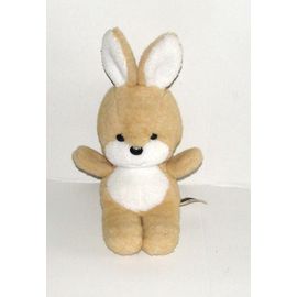 Peluche Lapin Marron Blanc Vintage Ajena - Doudou Lapin 28 Cm