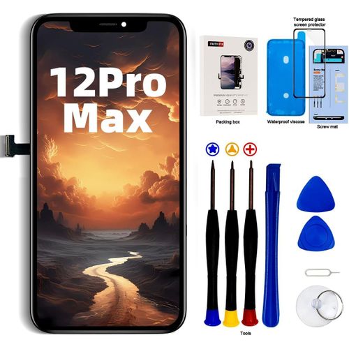 Écran Pour Iphone 12 Pro Max 6.7"" Lcd Ecran De Rechange Full Hd Tactile Digitizer Assembly Avec Kit De Réparation Complet + Protecteur D'écran + Adhésif Étanche Pour A2342, A2410, A2412, A2411