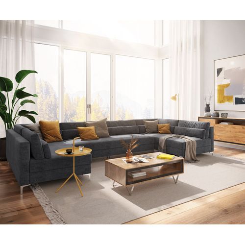 Canapé Elio Microfibre Graphite 400x185 Cm Xl Canapé Panoramique