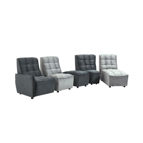 Canapé D'angle Relax Électrique Modulable En Velours Gris Clair Et Anthracite Alford